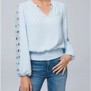 White House Black Market Embroidered Sleeve Blouse